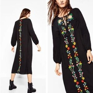 Zara Trufaluc Embroidered Mexican Flower Dress